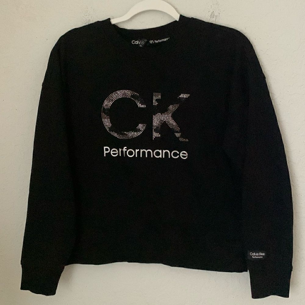Calvin Klein Performance Black Embellished Long Sleeve Women’s Sweater Size S